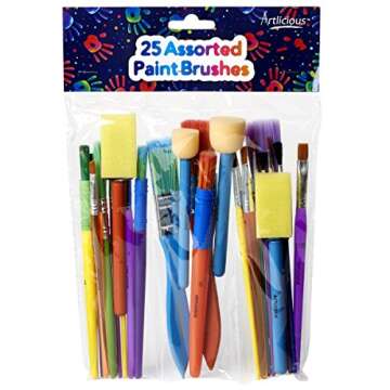 Artlicious Paint Brushes - Acrylic Paint Set and Detail Paint Brushes for Kids - Use with Craft, Watercolor, Oil, Gouache Paints, Face Art, Washable Paints, Miniature Detailing and Rock Painting