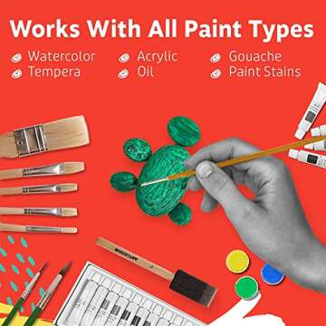 Artlicious Paint Brushes - Acrylic Paint Set and Detail Paint Brushes for Kids - Use with Craft, Watercolor, Oil, Gouache Paints, Face Art, Washable Paints, Miniature Detailing and Rock Painting