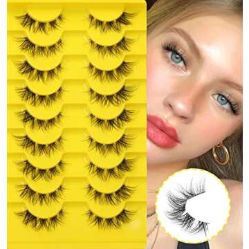 Lashes Cluster Natural Wispy Cat Eye False Eyelashes Individual Clear Band Like Eyelash Extension Soft Handmade Reusable Fake Lashes Pack