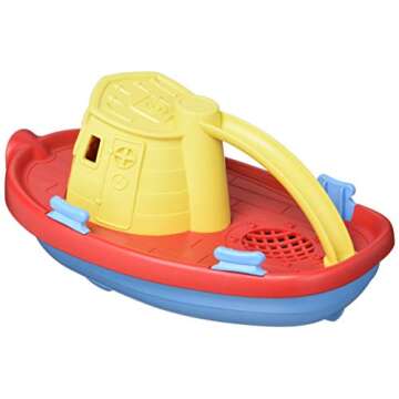 Green Toys Tugboat, Assorted CB - Pretend Play, Motor Skills, Kids Bath Toy Floating Pouring Vehicle. No BPA, phthalates, PVC. Dishwasher Safe, Recycled Plastic, Made in USA.