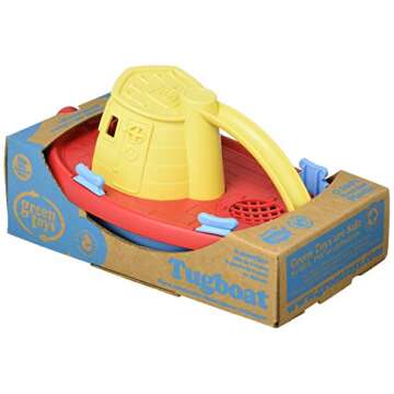 Green Toys Tugboat, Assorted CB - Pretend Play, Motor Skills, Kids Bath Toy Floating Pouring Vehicle. No BPA, phthalates, PVC. Dishwasher Safe, Recycled Plastic, Made in USA.