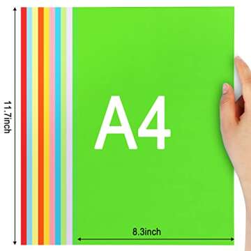 SANNIX 200 Sheets 10 Colors Colored Paper A4 Printer Paper Copy Paper Stationery Paper Multipurpose Colored Printing Paper Origami Paper for DIY Kids Art Craft 8.3" X 11.7"