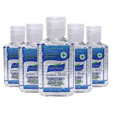 Eco Finest Hand Sanitizer Gel, 5-Pack 2 oz Travel Size, 75% Alcohol - No Rinse, Instant Clean with No Water Needed, 2 oz Individual Size