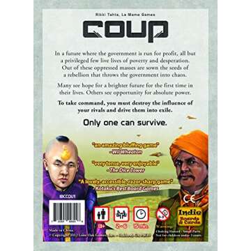 Coup: The Exciting Bluffing Game for 2-6 Players - Family Fun Night!