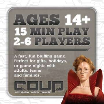 Coup: Fun Bluffing Game for Family & Friends - 2-6 Players!