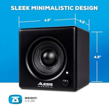 Alesis Nitro Amp 70W 3" Compact Electric Drum Monitor Speaker for Practice and Lessons, Rack-Mountable with Clamps Included