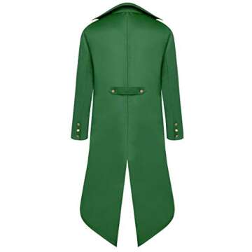 AI'MOURI Medieval Gothic Tailcoat Jacket for Kids, Boys Steampunk Renaissance Victorian Gothic Pirate Vampire Joker Jacket Cosplay Long Uniform Coat Plague Doctor Halloween Costume Tuxedo (Green, L)