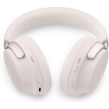 Bose QuietComfort Ultra Bluetooth Headphones, Wireless Headphones with Spatial Audio, Over Ear Noise Cancelling Headphones with Mic, Up to 24 Hours of Battery Life, White Smoke