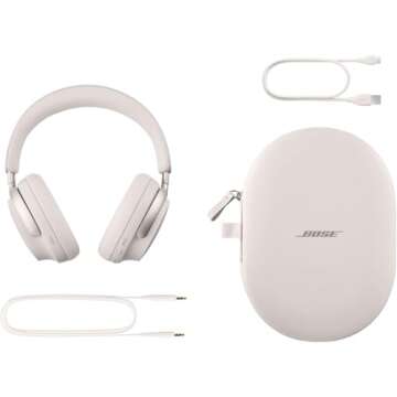 Bose QuietComfort Ultra Bluetooth Headphones, Wireless Headphones with Spatial Audio, Over Ear Noise Cancelling Headphones with Mic, Up to 24 Hours of Battery Life, White Smoke