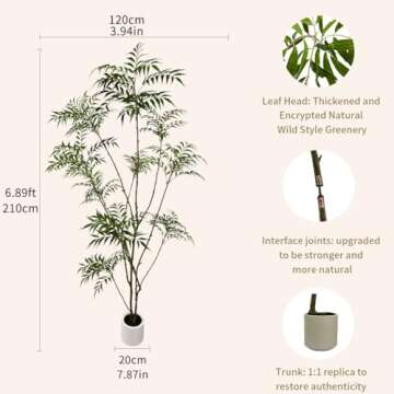 VIGGDA Artificial Mahonia fortunei Tree 82in Tall Fake Trees for Indoor, Large Mahonia fortunei Plants with White Planter for Home Decor and Housewarming Gift,