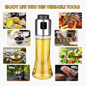 mafiti Oil Dispenser Bottle 180ml/6Oz Olive Oil Dispenser Sprayer for Cooking Air fryer BBQ Grilling Salad Baking Kitchen Gadgets Accessories