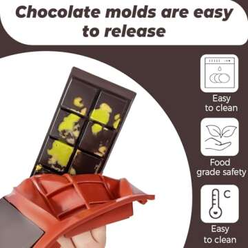 UWILLION Chocolate Bar Mold Deep Dubai 1 Inch Pistachio Chocolate Bar Silicone Thick Mold for Stuffed Bar, Large Candy Bar Mold for Filling