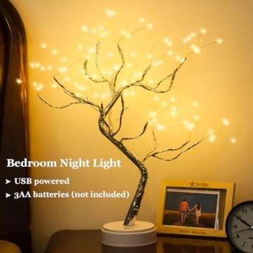 PXBNIUYA Room Decor, 20" 108 LED Tabletop Bonsai Tree Light, DIY Artificial Tree Lamp, Battery/USB Operated, Aesthetic Lamps for Living Room Bedroom Christmas Home Gifts House Decor (Warm White)