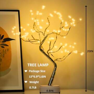 PXBNIUYA Room Decor, 20" 108 LED Tabletop Bonsai Tree Light, DIY Artificial Tree Lamp, Battery/USB Operated, Aesthetic Lamps for Living Room Bedroom Christmas Home Gifts House Decor (Warm White)