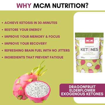 Exogenous Ketones Powder & BHB (Dragonfruit Elderflower) Ketone Drink for Ketosis & Boosts Energy –– Keto Drink Mix - Fast Acting Ketosis Packets - Ketones Supplement (20 Keto Packets) MCM Nutrition