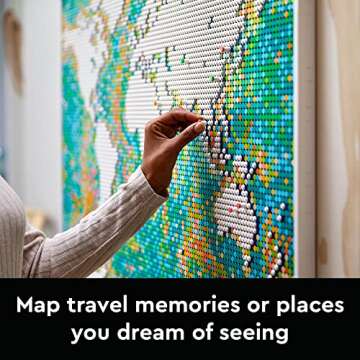 LEGO Art World Map 31203 Building Set - Collectibe Wall Art for Adults, Featuring Accompanying Soundtrack, Great Home Office Decor for Passionate Travelers, DIY Creators, and Map Enthusiasts