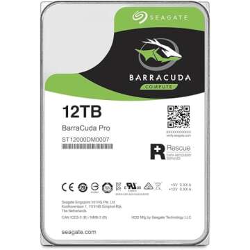 Seagate BarraCuda Pro 12TB Internal Hard Drive - High Performance HDD for Desktop