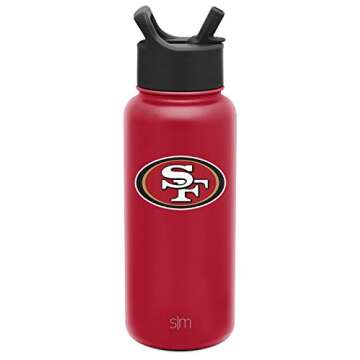 Simple Modern Officially Licensed NFL San Francisco 49ers Water Bottle with Straw Lid | Vacuum Insulated Stainless Steel 32oz Thermos | Summit Collection | San Francisco 49ers