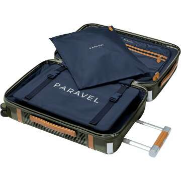 Paravel Aviator Luggage | Carbon-Neutral Travel Suitcase from Recycled Materials| Durable Luggage with Wheels | Safari Green