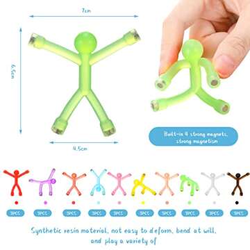 30 Pcs Humanoid Magnetic Toys Colorful Fidget Toys for Adults Hobbies Crafts Science Cute Novelty Man Fridge Magnets Men Refrigerator Magnets for Refrigerator, Door, Office Fun (Funny Style)