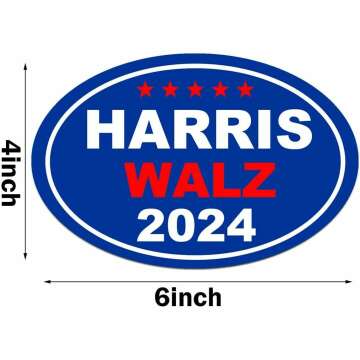 2 Pack Harris Walz 2024 Magnets Kamala Harris Tim Waltz President 2024 Magnets Vinyl Coat of Arms Auto Bumper Magnet Stickers Fade Proof Waterproof Outdoor Indoor