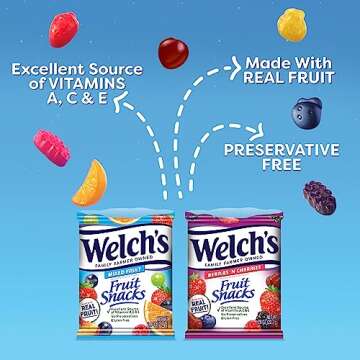 Welch's Fruit Snacks, Mixed Fruit & Berries 'N Cherries Variety Pack, Perfect Halloween Candy Bulk Pack, Gluten Free, 0.8 oz Individual Single Serve Bags (Pack of 60)