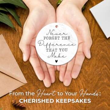 ZAGKOO Thank You Gifts - Never Forget The Difference You Make Ceramic Ornament Keepsake Appreciation Gifts for Teacher