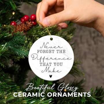 ZAGKOO Thank You Gifts - Never Forget The Difference You Make Ceramic Ornament Keepsake Appreciation Gifts for Teacher