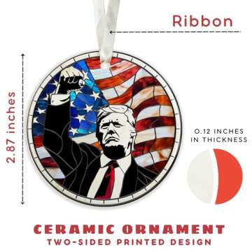 2024 Christmas Ornaments - 2024 America Christmas Ornaments for Tree, Christmas Hanging Ornaments - Christmas Ornaments, Christmas Ornaments 2024 - President Gifts - Ceramic Christmas Ornament