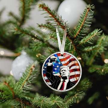 2024 Christmas Ornaments - 2024 America Christmas Ornaments for Tree, Christmas Hanging Ornaments - Christmas Ornaments, Christmas Ornaments 2024 - President Gifts - Ceramic Christmas Ornament