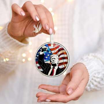 2024 Christmas Ornaments - 2024 America Christmas Ornaments for Tree, Christmas Hanging Ornaments - Christmas Ornaments, Christmas Ornaments 2024 - President Gifts - Ceramic Christmas Ornament