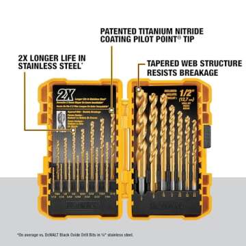 DEWALT 21-Piece Titanium Nitride Drill Bit Set with Pilot Point