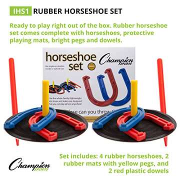 Champion Sports Indoor/Outdoor Horseshoe Set Red