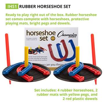 Champion Sports Indoor/Outdoor Horseshoe Set Red