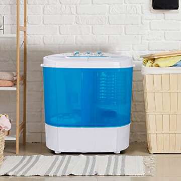 Compact Mini Washing Machine Twin Tub, 9.9lb Capacity, Easy Haul