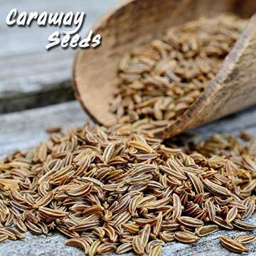 SPICES VILLAGE Caraway Seeds [ 8 Oz ] Kosher Certified, All Natural, Gluten Free, Non GMO, Great for Cooking, Baking, Rye Bread, Harissa Spices and Seasoning, Medicinal Herbs, Resealable Bulk Bag