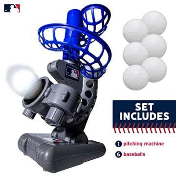 Franklin Sports MLB Kids Electronic Baseball Pitching Machine - Automatic Youth Pitching Machine with (6) Plastic Baseballs Included -Youth Baseball Pitcher for Kids Ages 3+