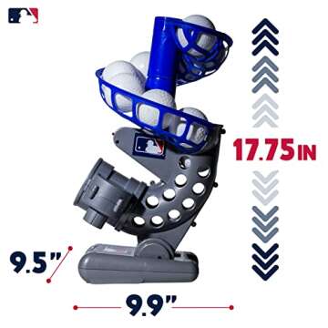 Franklin Sports MLB Kids Electronic Baseball Pitching Machine - Automatic Youth Pitching Machine with (6) Plastic Baseballs Included -Youth Baseball Pitcher for Kids Ages 3+