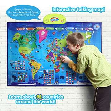 BEST LEARNING i-Poster My World Interactive Map - Educational Talking Toy for Children of Ages 5 to 12 Years Old - Ideal Educational Birthday Gift