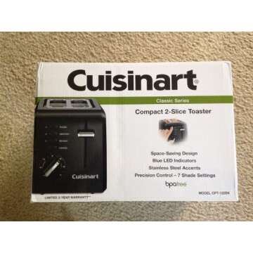 Cuisinart CPT-122BK 2-Slice Compact Plastic Toaster, Black