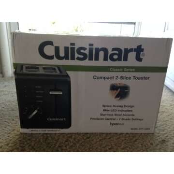 Cuisinart CPT-122BK 2-Slice Compact Plastic Toaster, Black