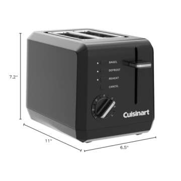 Cuisinart CPT-122BK 2-Slice Compact Plastic Toaster, Black