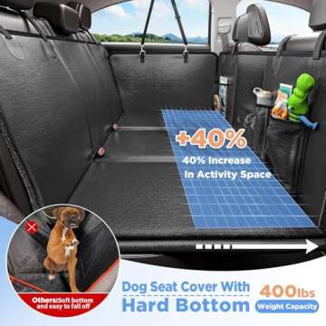 Back Seat Extender for Dogs - Waterproof Dog Car Seat Cover for Back Seat with Hard Bottom - 2024 Upgraded Material! Anti-Scratch! Safer! Easy to Use & Clean -Black