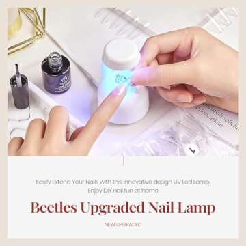 Beetles Mini Uv Light for Gel Nails Flash Curing Innovative with Smart Sensor for Easy and Fast Extension System, Portable Manicure Uv Led Light for Gel Nail Polish DIY Nail Art