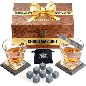 Whiskey Glass Set with Stones - Perfect Gift for Him