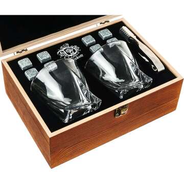 Whiskey Glass Set with Stones - Perfect Gift for Him