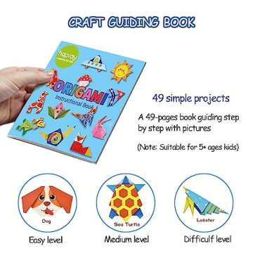 hapray Origami Kit for Kids Ages 5-8 8-12, with Guiding Book, 98 Sheets Paper with 47 Patterns, DIY Art and Craft Projects, Beginners Children's Day Gift Boy Girl