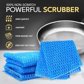 Dish Scrubbers for Cleaning Dishes - Replace Sponges for Dishes - Non Scratch Scrubbing Cloth for Washing Dishes - Best Alternative Dishwashing Scrub Pad - Household Kitchen Sponge Scrubbies Supplies