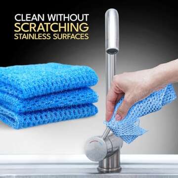 Dish Scrubbers for Cleaning Dishes - Replace Sponges for Dishes - Non Scratch Scrubbing Cloth for Washing Dishes - Best Alternative Dishwashing Scrub Pad - Household Kitchen Sponge Scrubbies Supplies