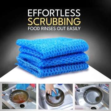 Dish Scrubbers for Cleaning Dishes - Replace Sponges for Dishes - Non Scratch Scrubbing Cloth for Washing Dishes - Best Alternative Dishwashing Scrub Pad - Household Kitchen Sponge Scrubbies Supplies